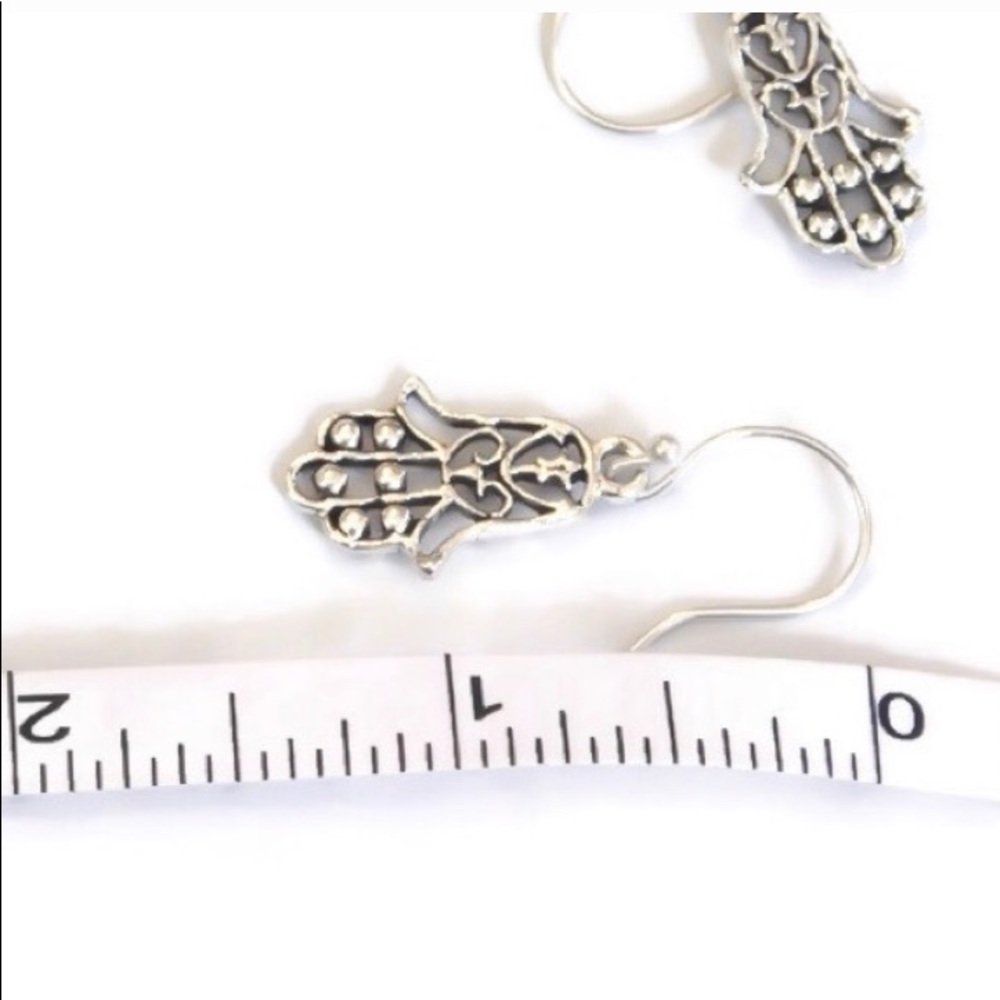 Pewter Hamsa Hand Earrings - Picture 3 of 3